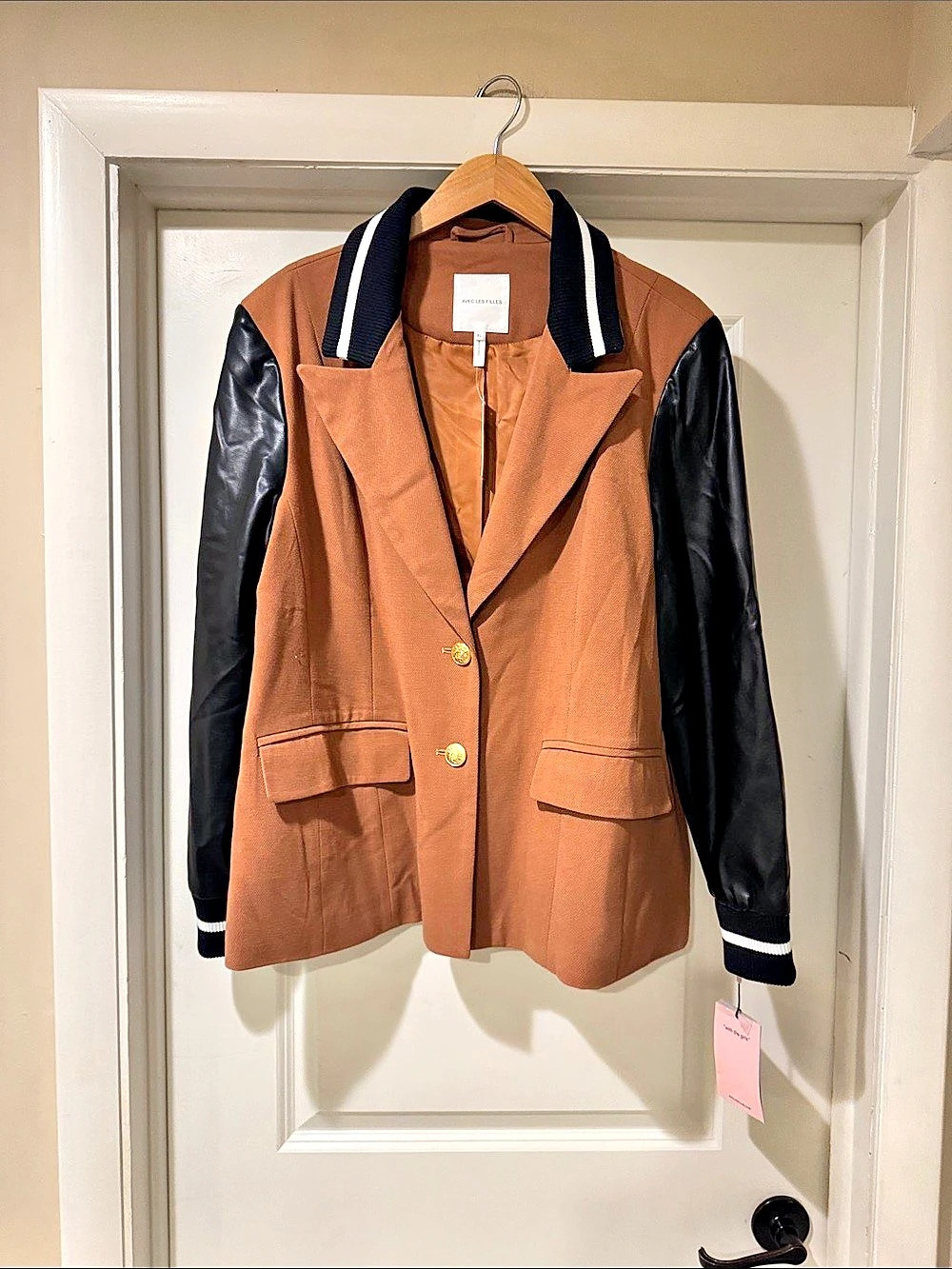 Anthropologie’s Avec Les Filles Layered Trim Cotton Blend Blazer Brown & Black X